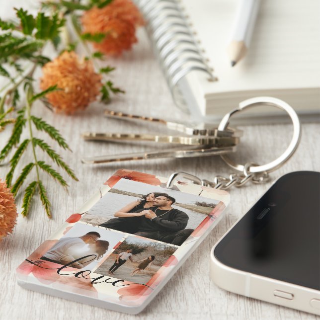 Porte-clefs Personalized Photo and Text Photo Collage  (Devant droit)