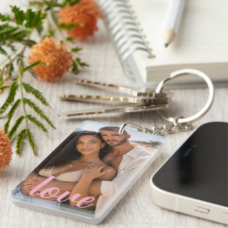 Porte-clefs Personalized Photo and Text Photo Collage