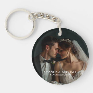 Porte-clefs Personalized Photo Favor with Names & Wedding Date