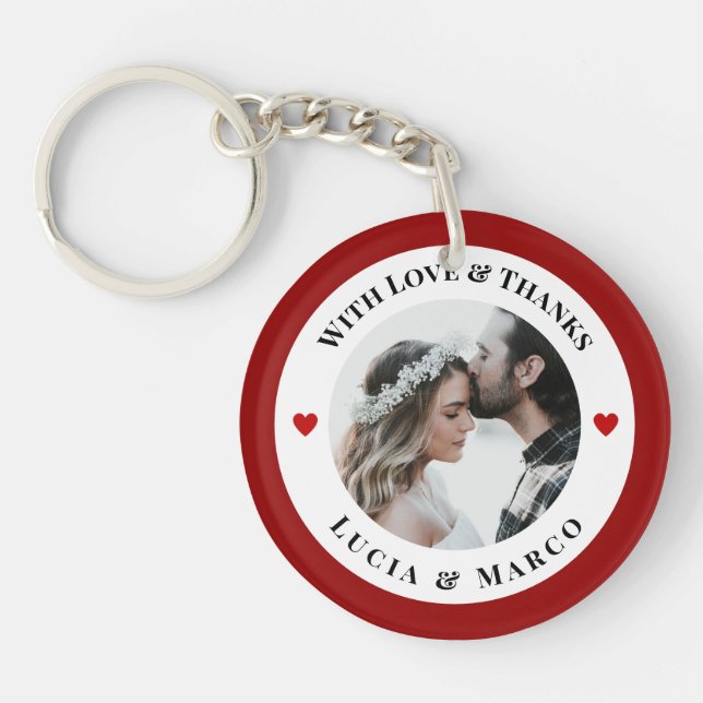 Porte-clefs Personalized Photo in White Circle with Red Heart (Devant)