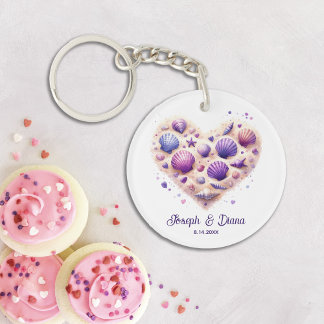 Porte-clefs Personalized Valentine Anniversary Seashell Heart