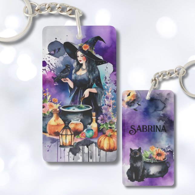 Porte-clefs Personalized Witches Spell Watercolor (Créateur téléchargé)