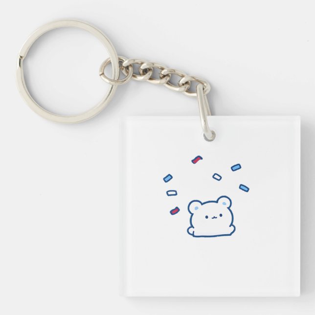 Porte-clefs Personnage de célébration d'ours blanc mignon (Devant)