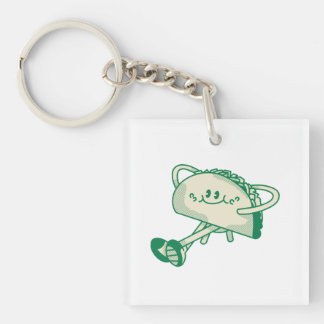 Porte-clefs Personnage de mascotte de taco vert mignon qui mar