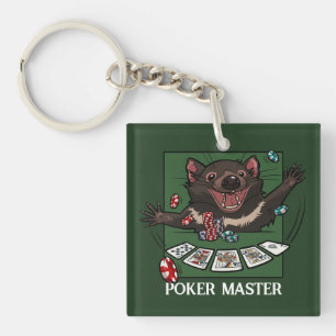 Porte-clefs Personnage de poker de dessin animé diabolique et 