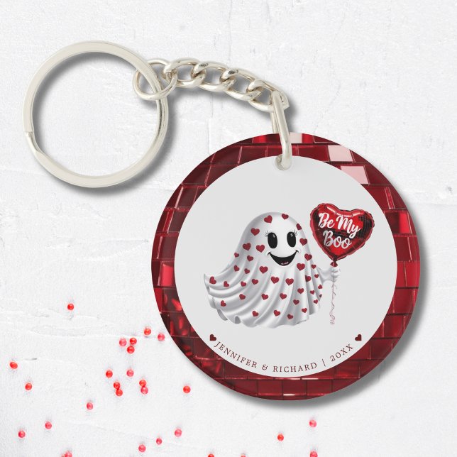 Porte-clefs Personnalisable coeur de la Saint-Valentin romanti (Customizable Romantic Valentine's Day Heart Keychain)
