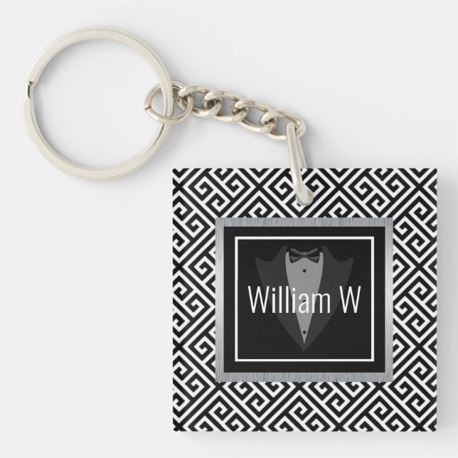 Porte-clefs Personnalisable en noir et blanc (Devant)