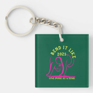Porte-clefs Personnalisable "Plier comme 2025" Yoga Cat