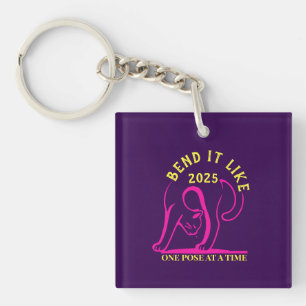 Porte-clefs Personnalisable "Plier comme 2025" Yoga Cat