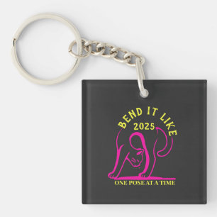 Porte-clefs Personnalisable "Plier comme 2025" Yoga Cat