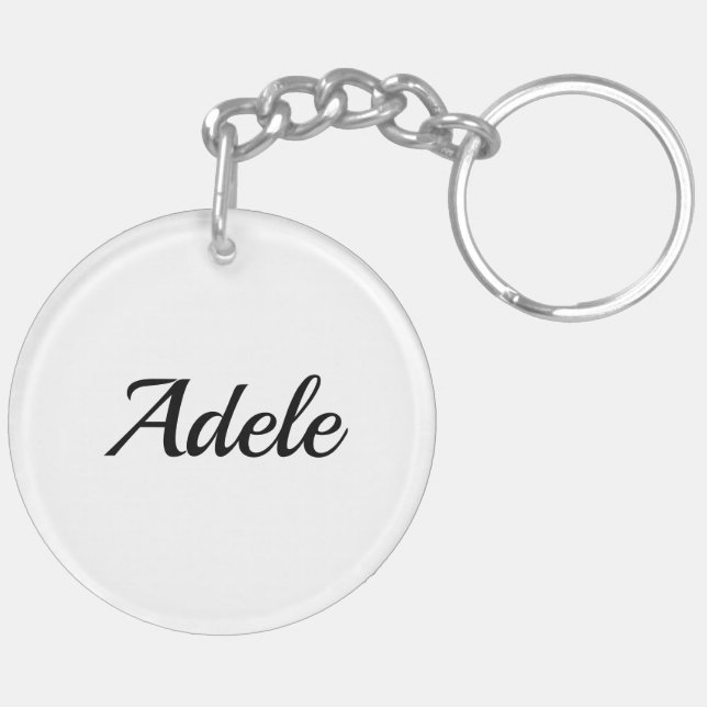 Porte-clefs personnalisable prénom Adele noir blanc (Dos droit)