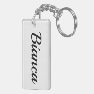 Porte-clefs personnalisable prénom Bianca noir blanc