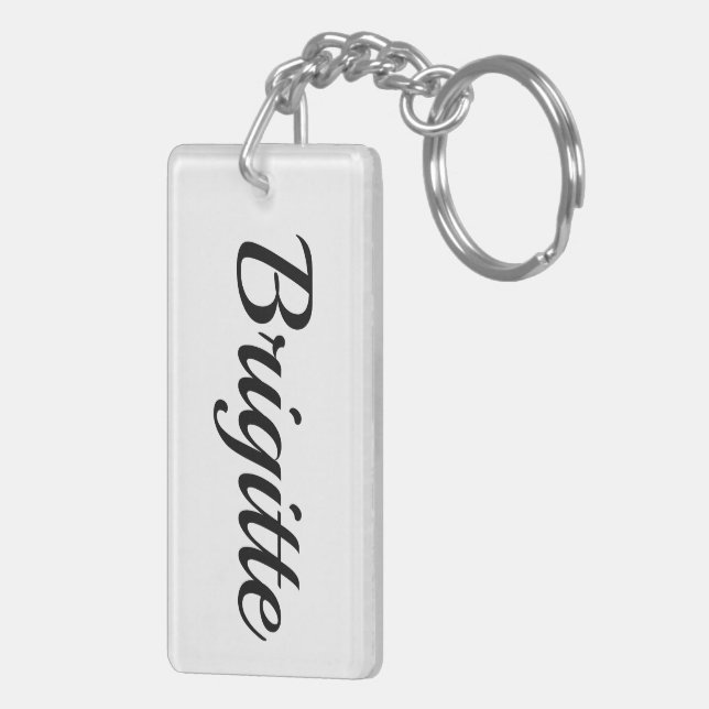 Porte-clefs personnalisable prénom Brigitte noir et blanc (Dos droit)