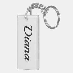 Porte-clefs personnalisable prénom Diana noir blanc