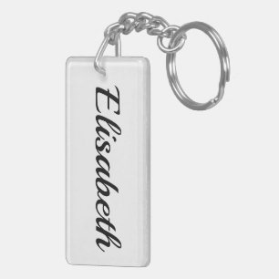 Porte-clefs personnalisable prénom Elisabeth, noir et blanc