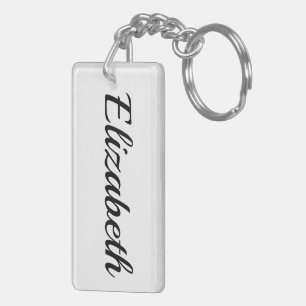 Porte-clefs personnalisable prénom Elizabeth, noir et blanc