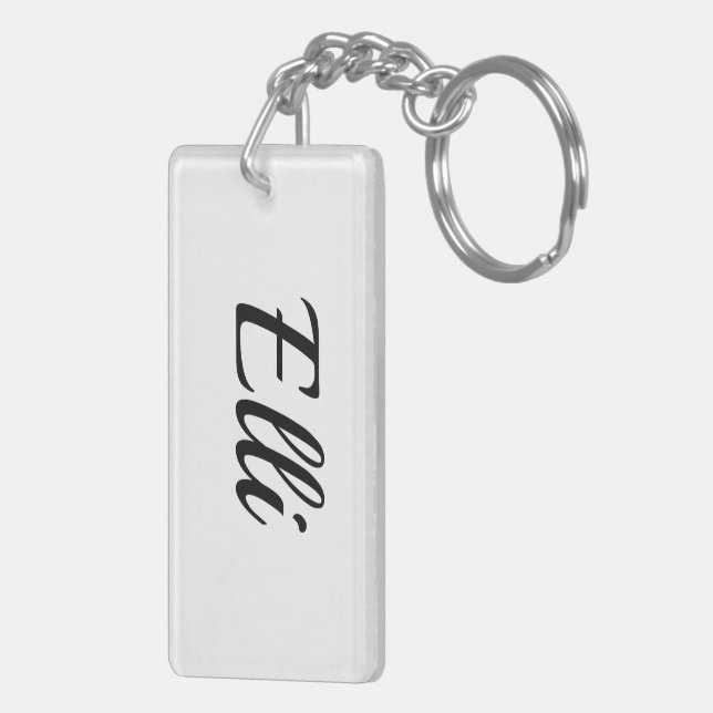 Porte-clefs personnalisable prénom Elli noir blanc (Dos droit)