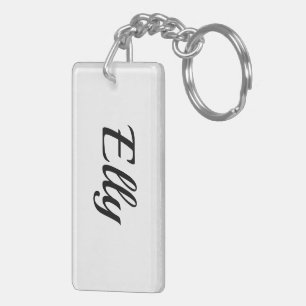 Porte-clefs personnalisable prénom Elly noir blanc