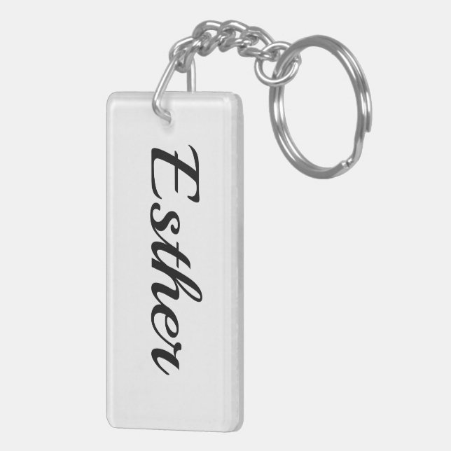 Porte-clefs personnalisable prénom Esther noir et blanc (Dos droit)