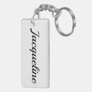Porte-clefs personnalisable prénom Jacqueline noir et blanc