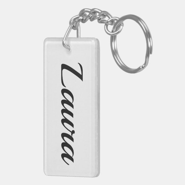 Porte-clefs personnalisable prénom Laura noir et blanc (Dos droit)