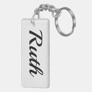Porte-clefs personnalisable prénom Ruth noir blanc