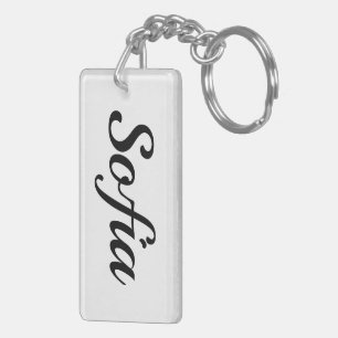 Porte-clefs personnalisable prénom Sofia noir blanc
