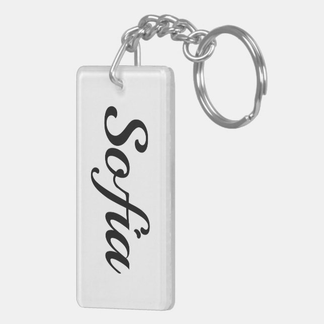 Porte-clefs personnalisable prénom Sofia noir blanc (Dos droit)