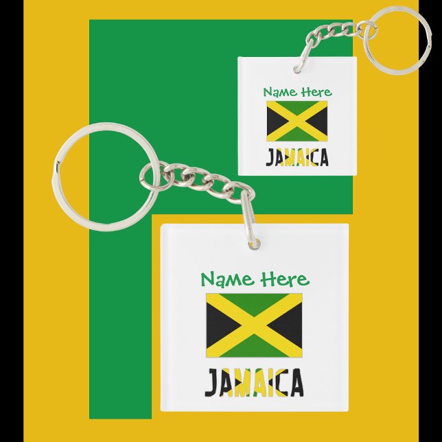 Porte-clefs Personnalisation verte du drapeau jamaïcain (Créateur téléchargé)