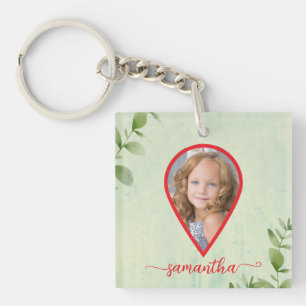Porte-clefs Personnalisé 2 photos et nom nature élégante