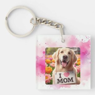 Porte-clefs Personnalisé Animal Photo Chien Maman Pink Waterco
