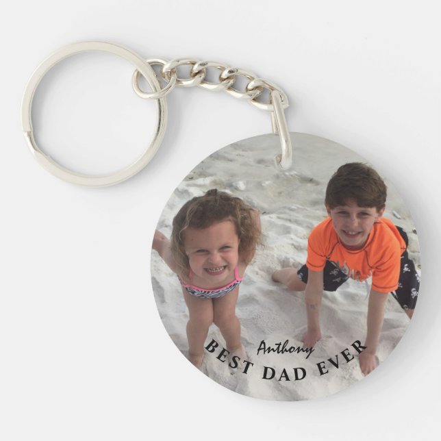 Porte-clefs Personnalisé Enfants Photo Meilleur Papa Jamais Pe (Devant)