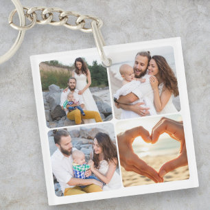 Porte-clefs Personnalisé Famille Cinq Photo