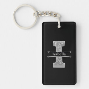 Porte-clefs Personnalisé I Premier Monogramme Argent Votre Nom