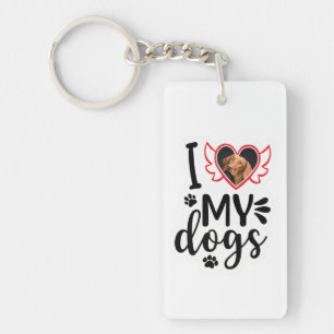 Porte-clefs Personnalisé J'aime mon chien photo
