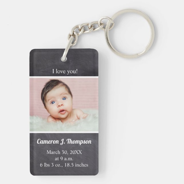 Porte-clefs Personnalisé Je t'aime bébé Photo faire-part de na (Dos)