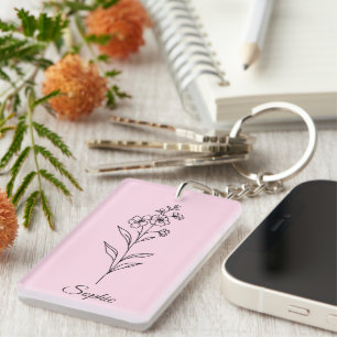 Porte-clefs Personnalisé Juillet Fleur de naissance Larkspur P