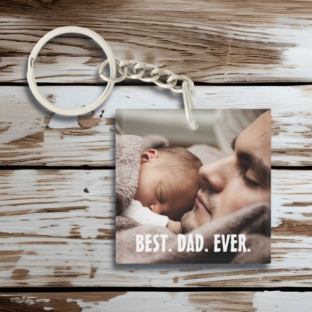 Porte-clefs Personnalisé Meilleur Papa Jamais, Photo (Créateur téléchargé)