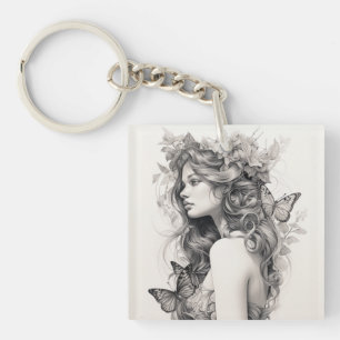 Porte-clefs Personnalisé Minimaliste Moderne Chic Photo person