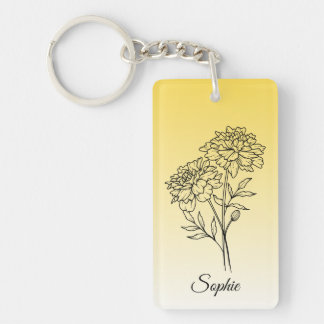 Porte-clefs Personnalisé Octobre Fleur de naissance Marigold