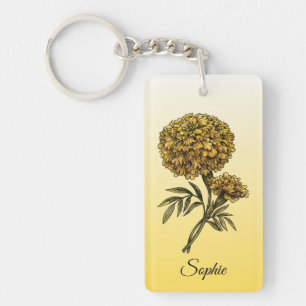Porte-clefs Personnalisé Octobre Fleur de naissance Marigold