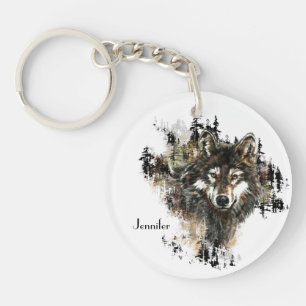 Porte-clefs Personnalisé, personnalisation Wolf Mountain Art a