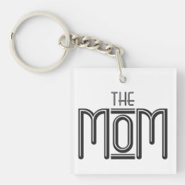 Porte-clefs Personnalisé THE Mom Simple Black White Texte