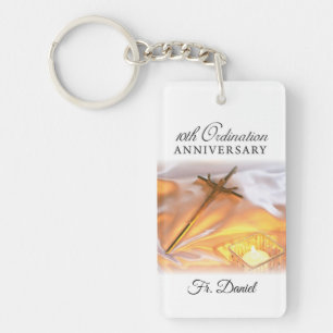 Porte-clefs Personnaliser, 10e anniversaire d'ordination, Croi