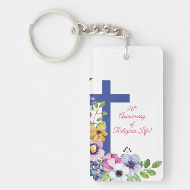 Porte-clefs Personnaliser, 70e anniversaire Nun vie religieuse (Devant)