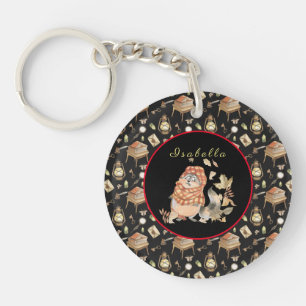 Porte-clefs Personnaliser Automne Raccoon Texte et couleur