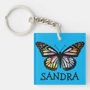 Porte-clefs PERSONNALISER bleue de papillon de monarque