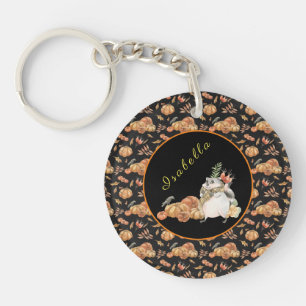 Porte-clefs Personnaliser citrouille Raccoon Texte et couleur