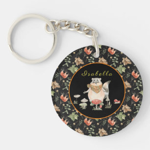 Porte-clefs Personnaliser du raton laveur botanique Texte et c