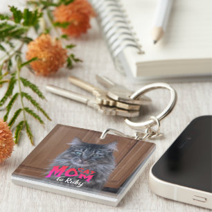 Porte-clefs Personnaliser Keepsaké animal photo CAT MOM